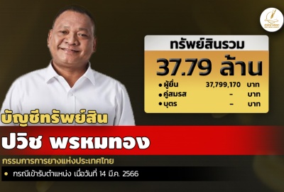 INFO: ทรัพย์สิน 37.79 ล. 'ปวิช พรหมทอง' กรรมการการยางแห่งประเทศไทย