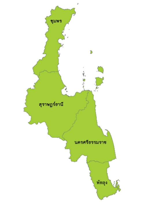 แผนที่ภาคใต้ฝั่งอ่าวไทย